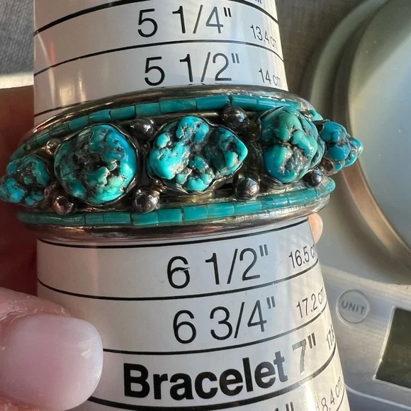 Large Native American Navajo Turquoise Sterling Silver Bangle